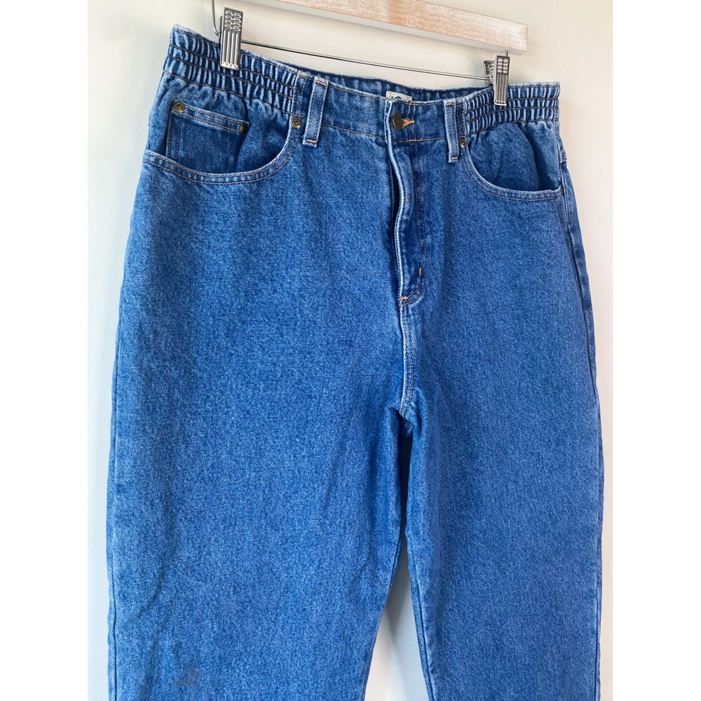 LL Bean Womens Relaxed Flannel Lined Jeans 14 Petite Blue Tapered Leg 299546 - Picture 3 of 12